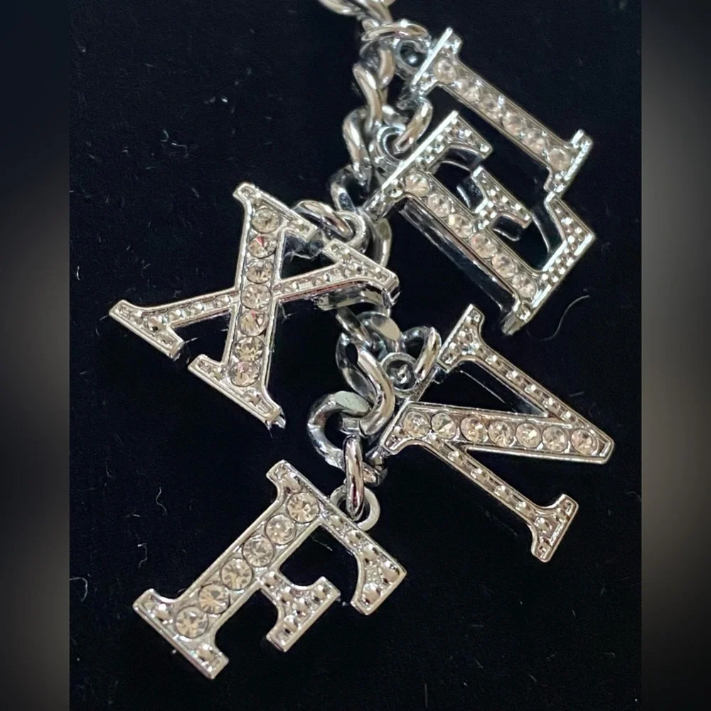 Crystal Pave Silver Multi Charm Keychain Key Ring FENIX new in box